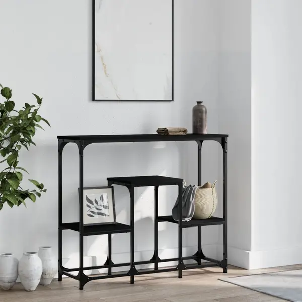 Gossi masuta consola, negru, 89,5x28x76 cm, lemn prelucrat