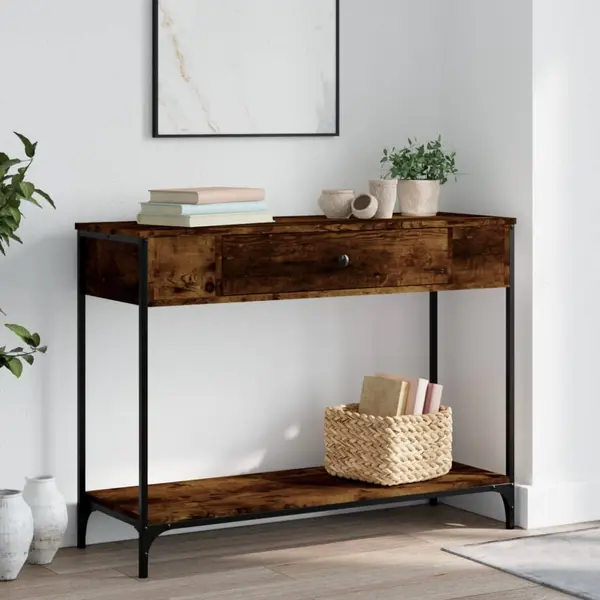 Gossi masuta consola, stejar fumuriu, 100x34,5x75 cm, lemn prelucrat