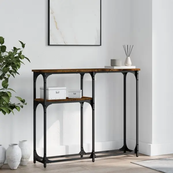 Gossi masuta consola, stejar fumuriu, 90x22,5x75 cm, lemn prelucrat