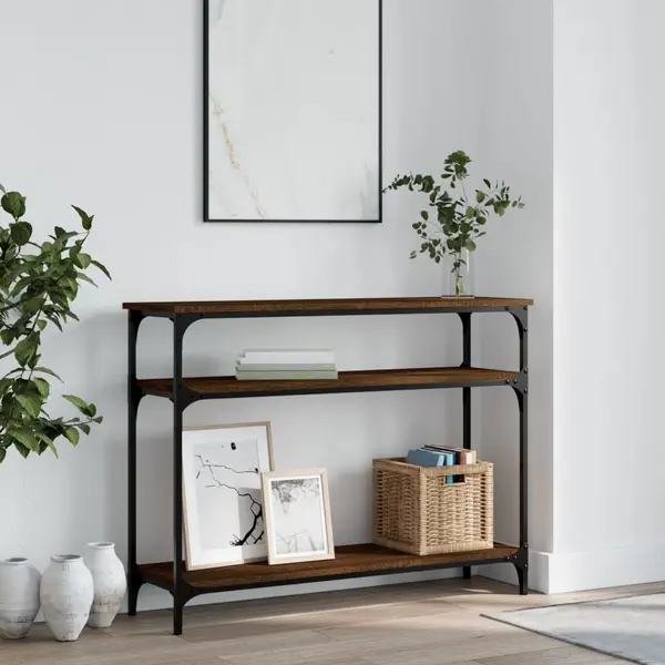 Gossi masuta consola, stejar maro, 100x29x75 cm, lemn prelucrat