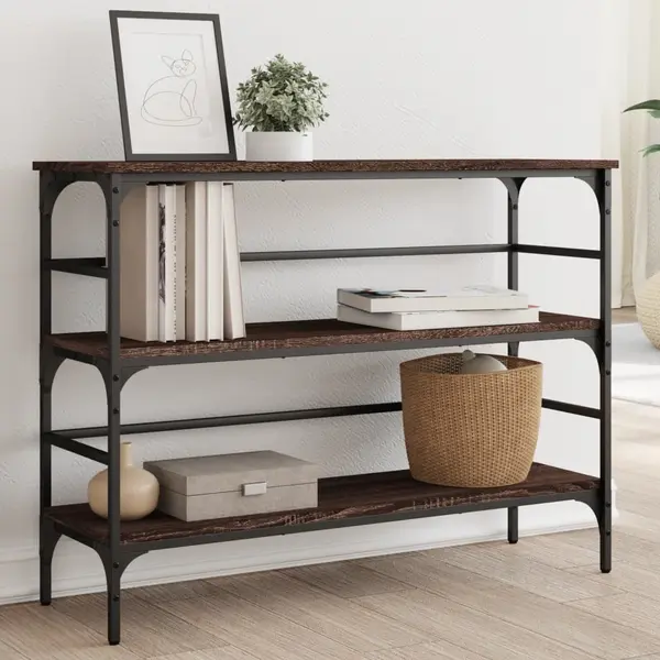 Gossi masuta consola, stejar maro, 100x32x75 cm, lemn prelucrat