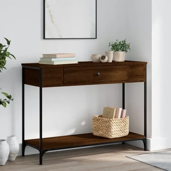 Gossi masuta consola, stejar maro, 100x34,5x75 cm, lemn prelucrat