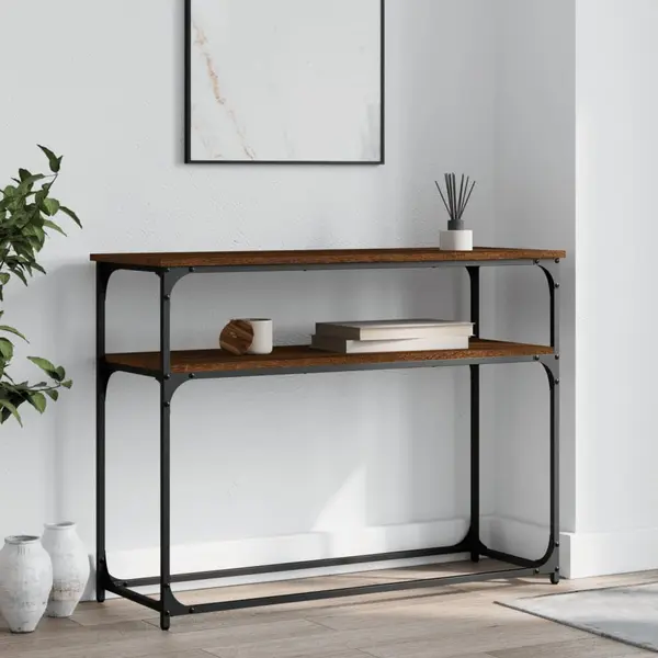 Gossi masuta consola, stejar maro, 100x35,5x75 cm, lemn prelucrat