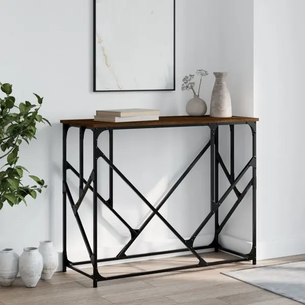 Gossi masuta consola, stejar maro, 100x40x80 cm, lemn prelucrat