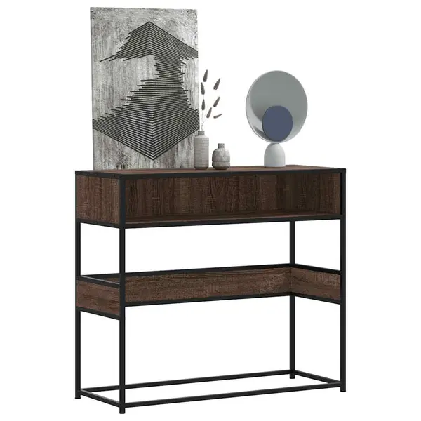Gossi masuta consola, stejar maro, 90x35x80 cm, lemn prelucrat