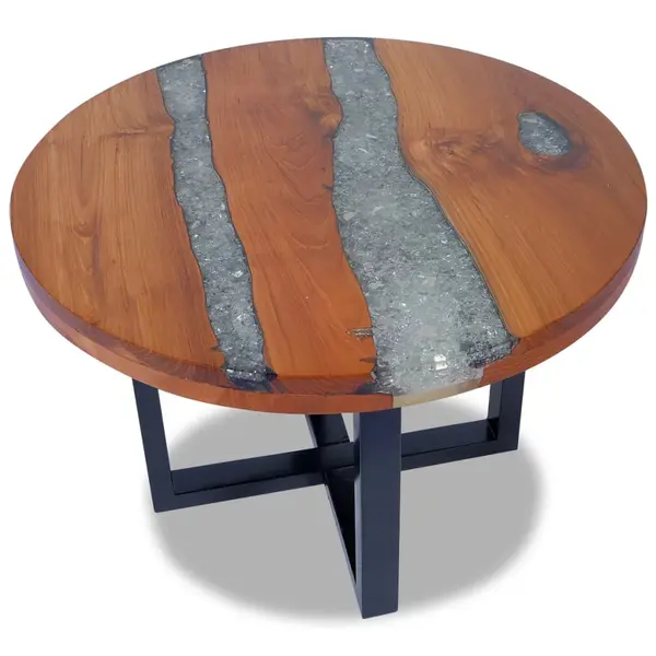 Gossi masuta de cafea, 60 cm, lemn de tec si rasina