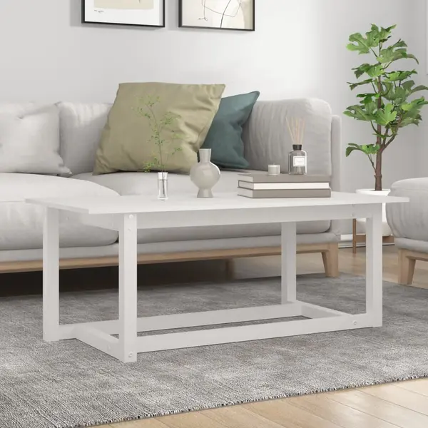 Gossi masuta de cafea, alb, 110x55x45 cm, lemn masiv de pin