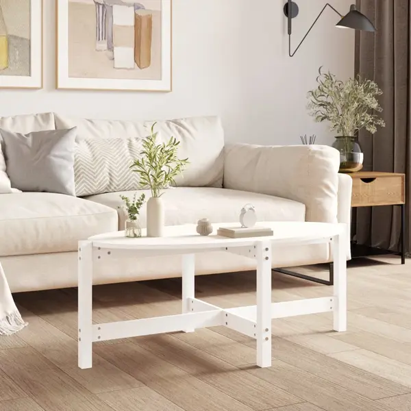 Gossi masuta de cafea, alb, 118x63x45 cm, lemn masiv de pin