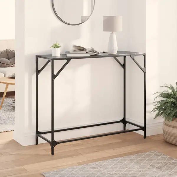 Gossi masuta de cafea, blat din sticla negra, 98x35x81 cm, otel