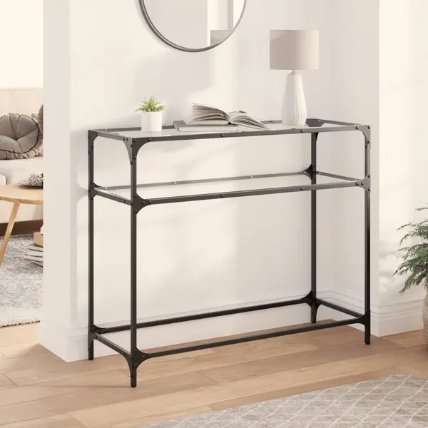 Gossi masuta de cafea, blat din sticla transparenta, 98x35x81 cm otel