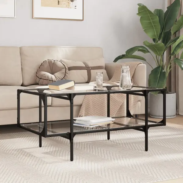 Gossi masuta de cafea cu blat sticla transparenta 98,5x50x45 cm otel