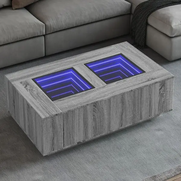 Gossi masuta de cafea cu led infinity, gri sonoma, 116x69x40 cm