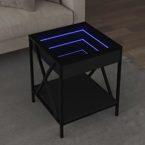 Gossi masuta de cafea cu led infinity, negru, 40x40x49 cm