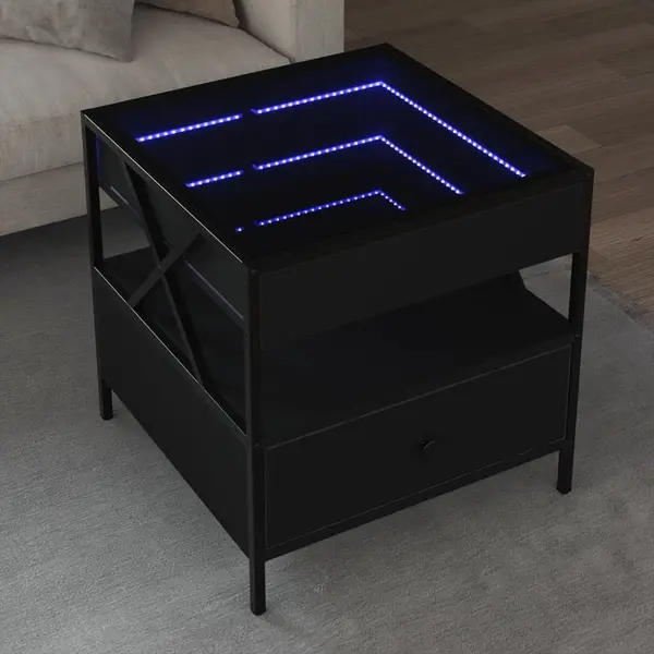 Gossi masuta de cafea cu led infinity, negru, 50x50x51 cm