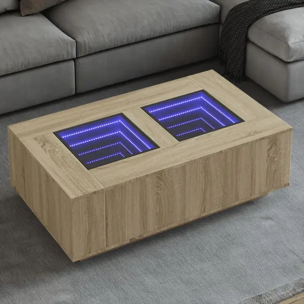 Gossi masuta de cafea cu led infinity, stejar sonoma, 116x69x40 cm
