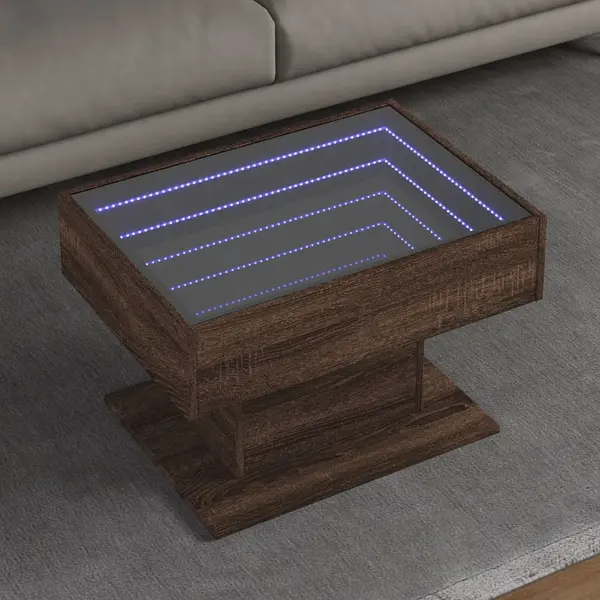 Gossi masuta de cafea cu led stejar maro 70x50x45 cm lemn prelucrat