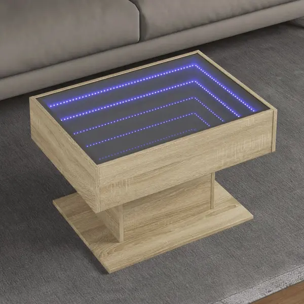 Gossi masuta de cafea cu led stejar sonoma 70x50x45 cm lemn prelucrat
