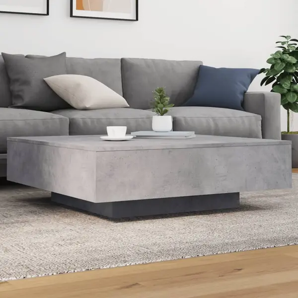 Gossi masuta de cafea cu lumini led, gri beton, 100x100x31 cm