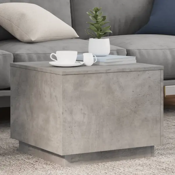 Gossi masuta de cafea cu lumini led, gri beton, 50x50x40 cm