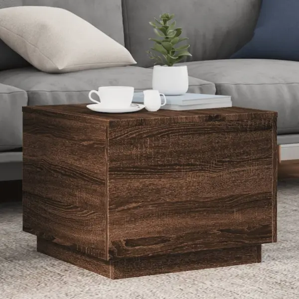 Gossi masuta de cafea cu lumini led, stejar maro, 50x50x40 cm