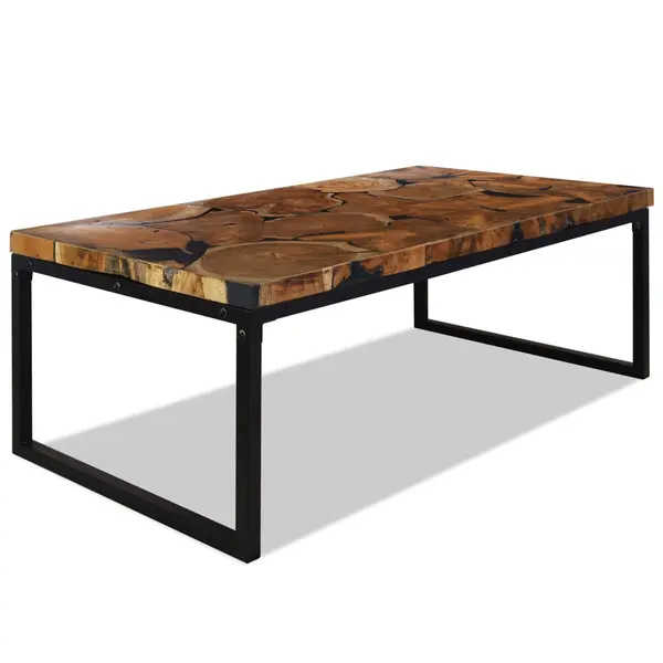 Gossi masuta de cafea din tec si rasina, 110 x 60 x 40 cm