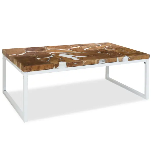 Gossi masuta de cafea din tec si rasina, 110 x 60 x 40 cm