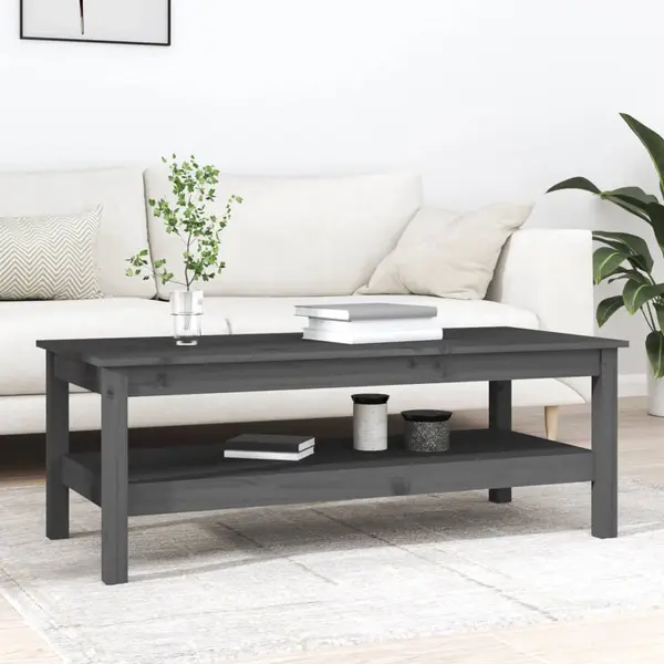 Gossi masuta de cafea, gri, 110x50x40 cm, lemn masiv de pin