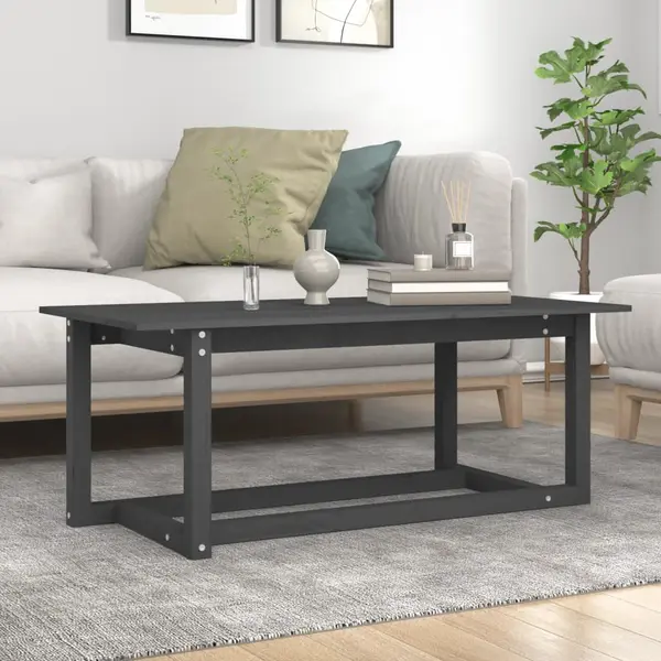 Gossi masuta de cafea, gri, 110x55x45 cm, lemn masiv de pin