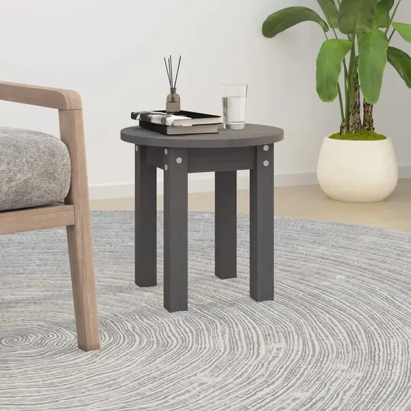Gossi masuta de cafea, gri, Ø 35x35 cm, lemn masiv de pin