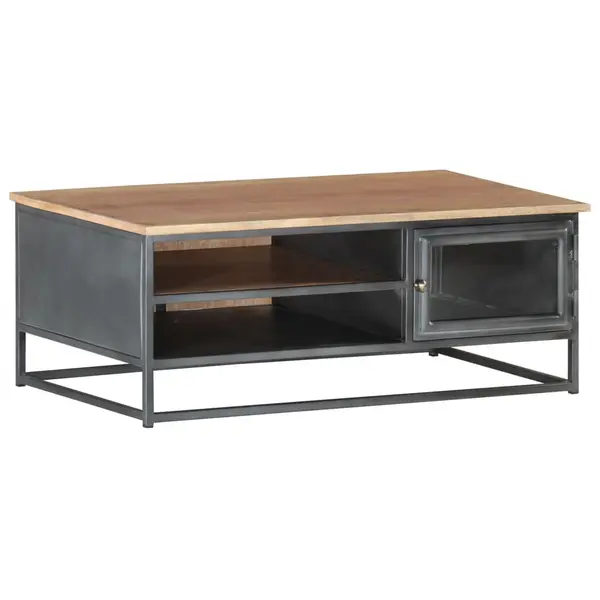 Gossi masuta de cafea, gri, 90x50x35 cm, lemn masiv de acacia