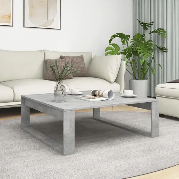 Gossi masuta de cafea, gri beton, 100x100x35 cm, lemn prelucrat