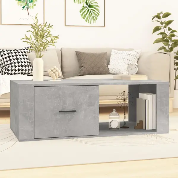 Gossi masuta de cafea, gri beton, 100x50,5x35 cm, lemn compozit