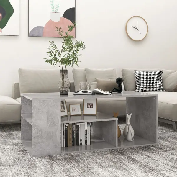 Gossi masuta de cafea, gri beton, 100x50x40 cm, lemn prelucrat