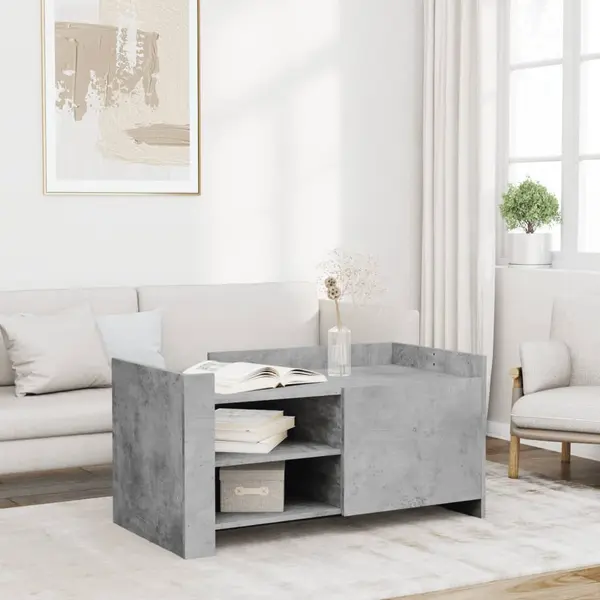 Gossi masuta de cafea, gri beton, 100x50x50 cm, lemn prelucrat