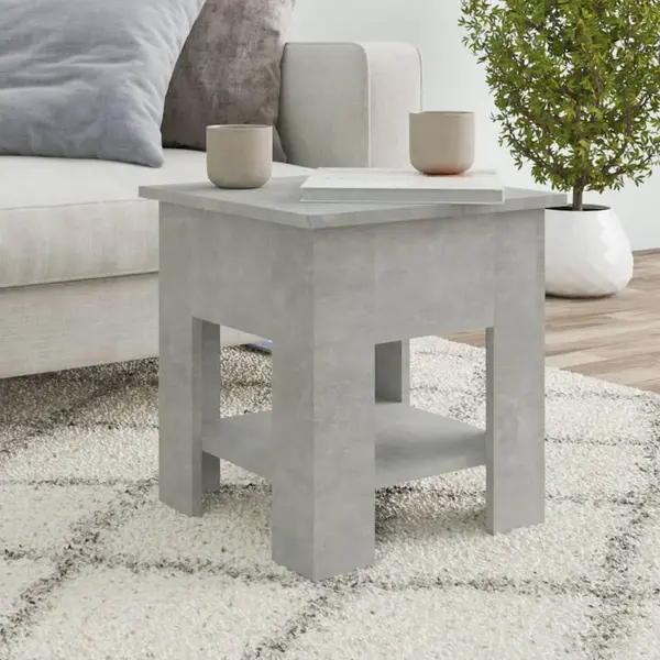 Gossi masuta de cafea, gri beton, 40x40x42 cm, lemn prelucrat