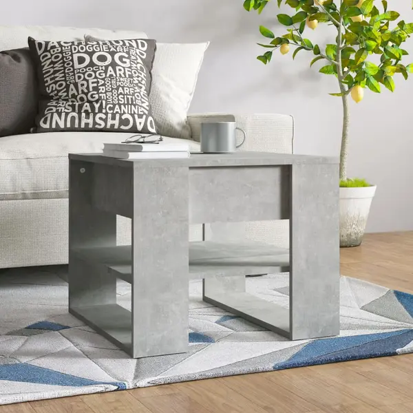 Gossi masuta de cafea, gri beton, 55,5x55x45 cm, lemn prelucrat