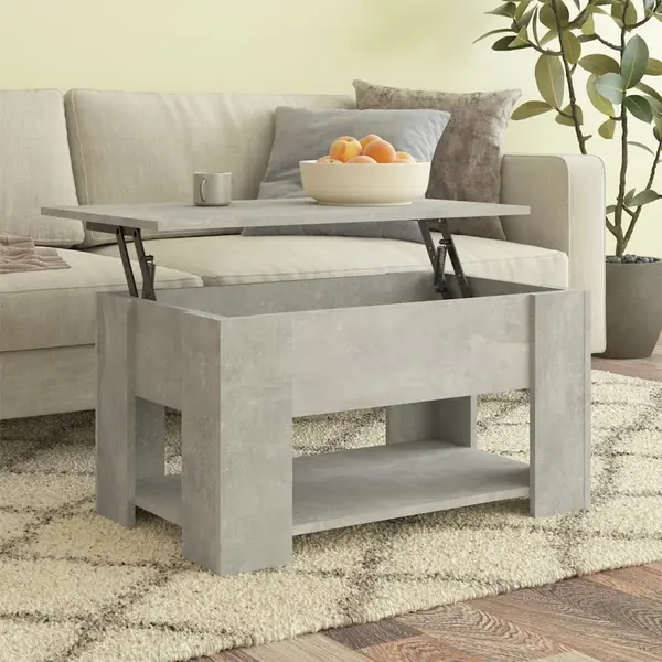 Gossi masuta de cafea, gri beton, 79x49x41 cm, lemn prelucrat