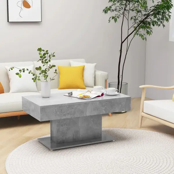 Gossi masuta de cafea, gri beton, 96x50x45 cm, lemn prelucrat