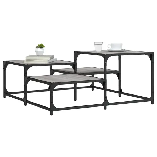 Gossi masuta de cafea, gri sonoma, 87,5x87,5x40 cm, lemn prelucrat