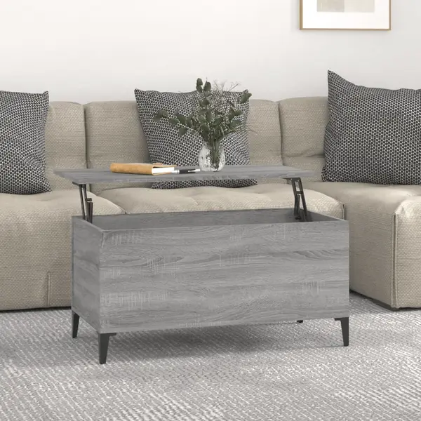Gossi masuta de cafea, gri sonoma, 90x44,5x45 cm, lemn compozit