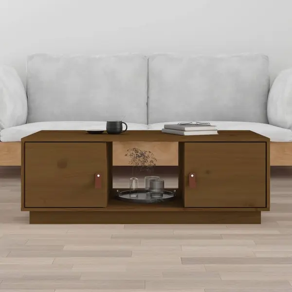 Gossi masuta de cafea, maro miere, 100x50x35 cm, lemn masiv de pin