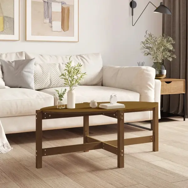 Gossi masuta de cafea, maro miere, 118x63x45 cm, lemn masiv de pin