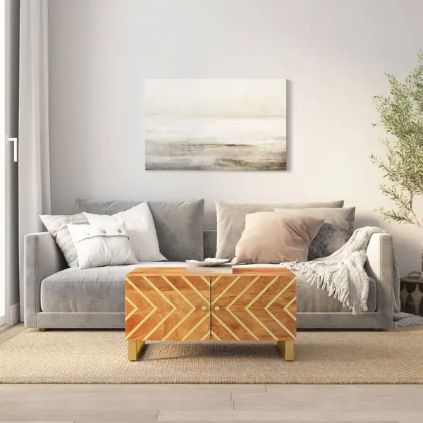 Gossi masuta de cafea, maro si negru, 80x50x40 cm, lemn masiv mango