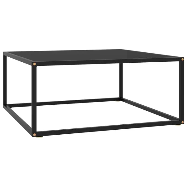 Gossi masuta de cafea, neagra cu sticla neagra, 80x80x35 cm