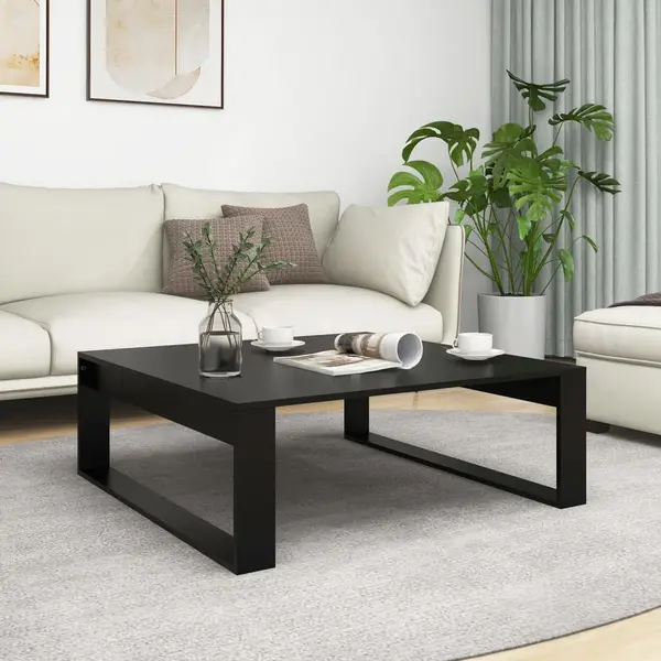 Gossi masuta de cafea, negru, 100x100x35 cm, lemn prelucrat