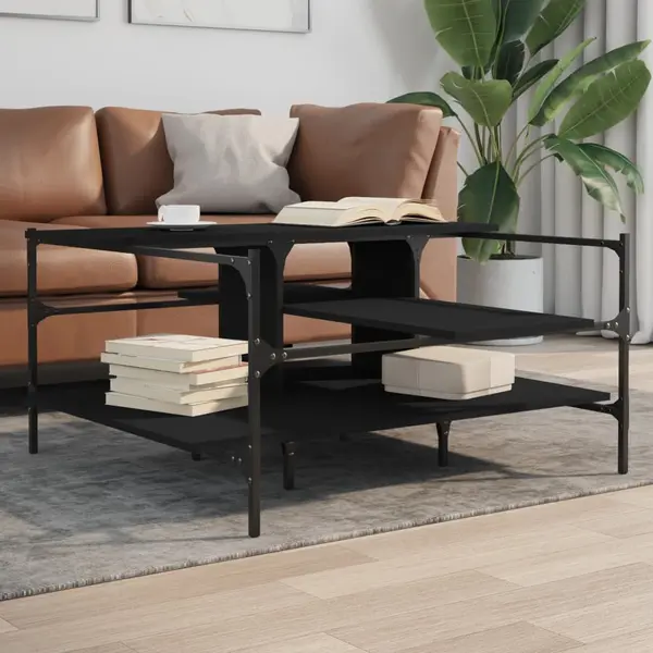 Gossi masuta de cafea, negru, 100x100x48,5 cm, lemn prelucrat