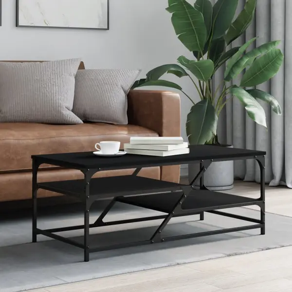 Gossi masuta de cafea, negru, 100x49x40 cm, lemn compozit