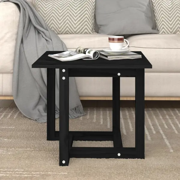 Gossi masuta de cafea, negru, 50x50x45 cm, lemn masiv de pin