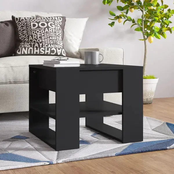Gossi masuta de cafea, negru, 55,5x55x45 cm, lemn prelucrat