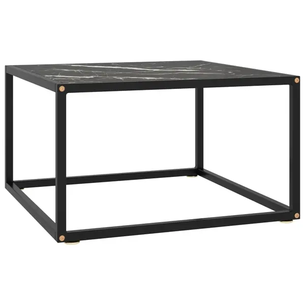 Gossi masuta de cafea, negru cu sticla neagra marmorata, 60x60x35 cm